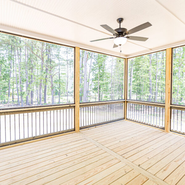 Winslow Custom Homes Screened In Back Porch with Ceiling Fan