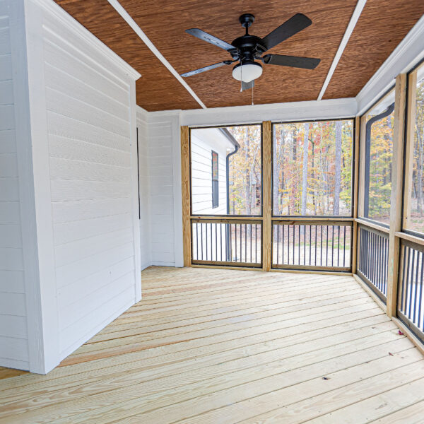 Winslow Custom Homes Screened In Back Porch with Fan