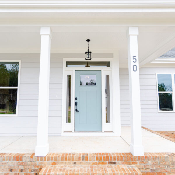 Winslow Custom Homes Blue Door with Front Porch