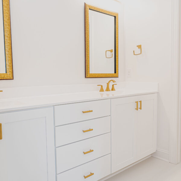 Custom Home Builder Unique Bathroom Gold Hardware