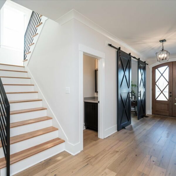 Winslow Custom Homes Living Room with Barn Doors