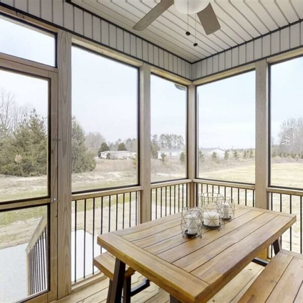 Winslow Custom Homes Screen Porch with Picnic Table