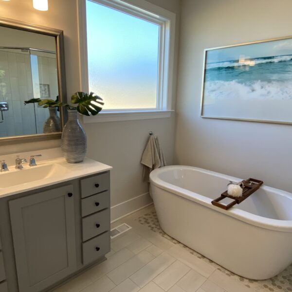 Custom Home Builder Master Bathroom Round Tub