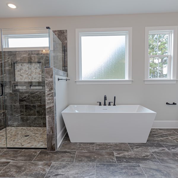 Custom Home Builder Master Bathroom Grey Tile