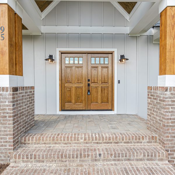 Winslow Custom Homes Exterior Double Wooden Doors