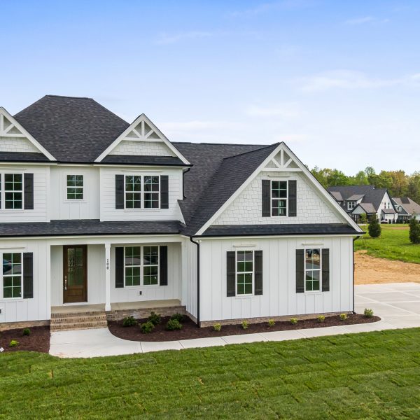 Winslow Custom Homes Exterior White House Black Shutters