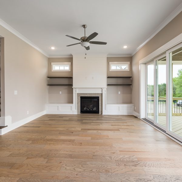 Winslow Custom Homes Living room with sliding glass doors