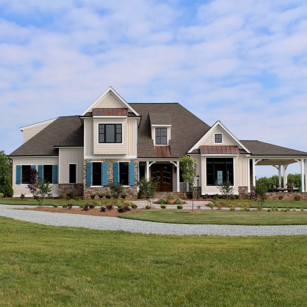 Winslow Custom Homes Exterior Blue Shutters